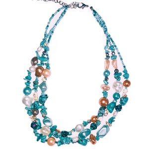 Turquoise Natural Layered Beaded Necklace NEW
